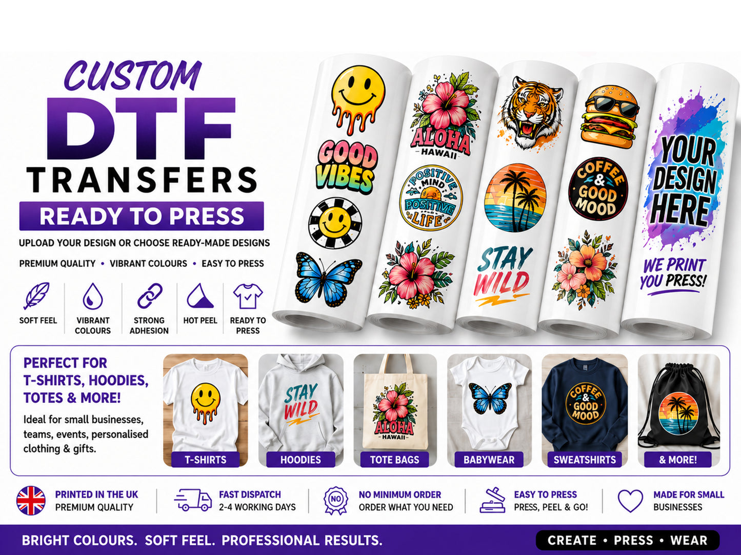 Ready To Press 58cm x 100cm DTF Gang Sheet Choose Clipart Or Add Your Own