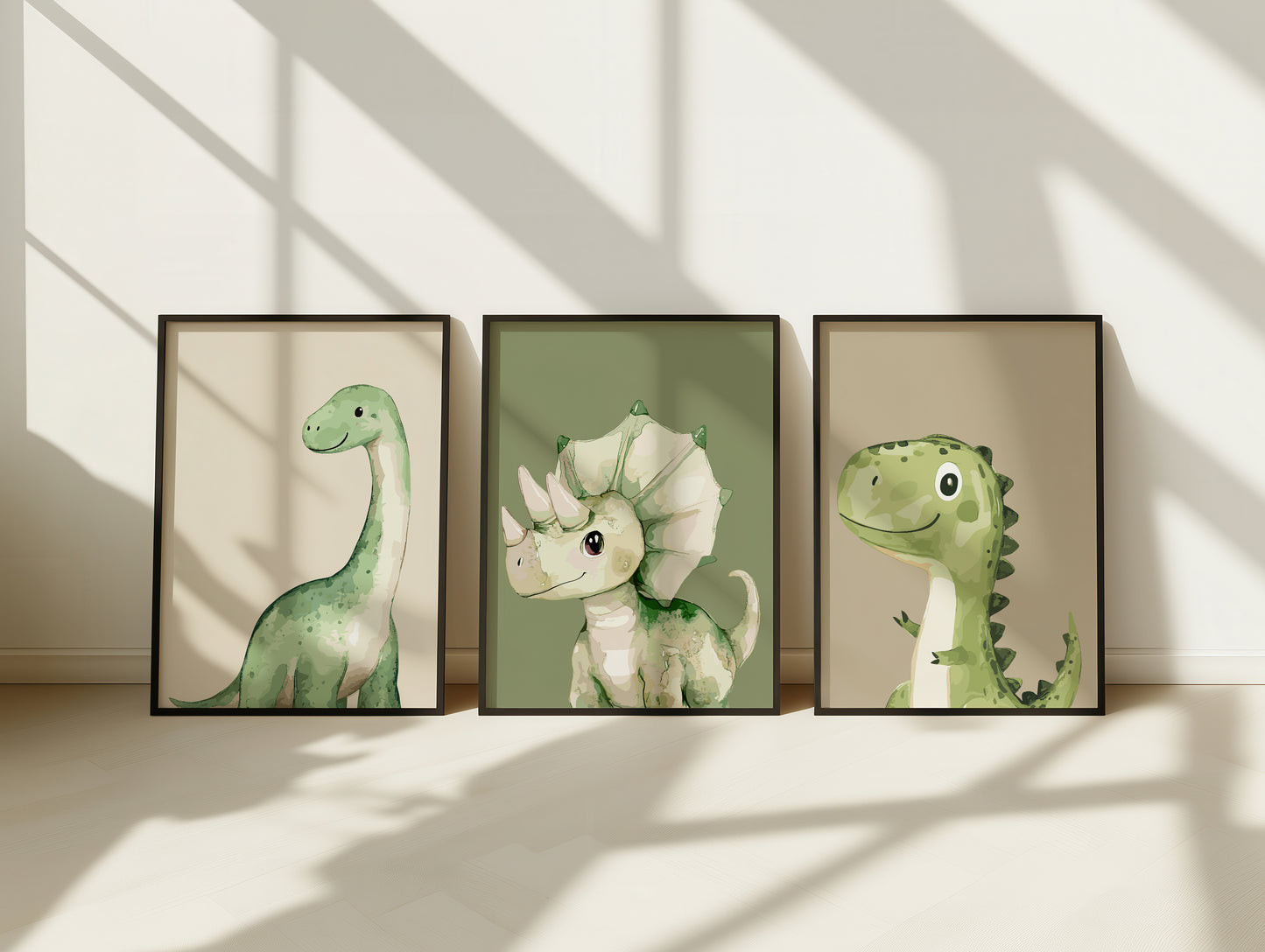 Set Of 3 Wall Art Prints Dinosaur Decor
