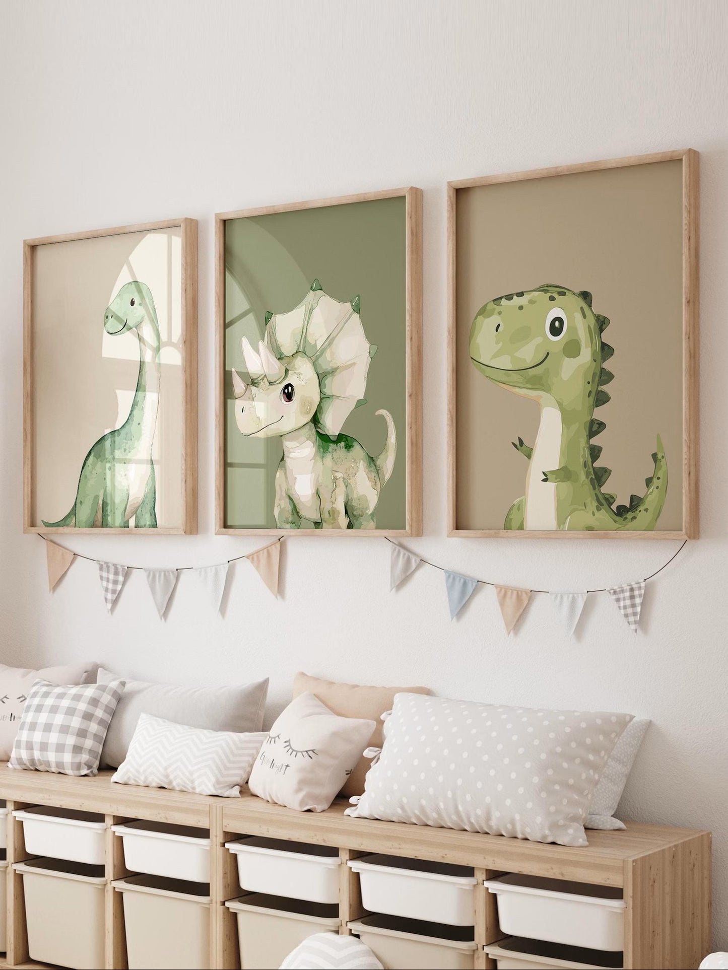 Set Of 3 Wall Art Prints Dinosaur Decor