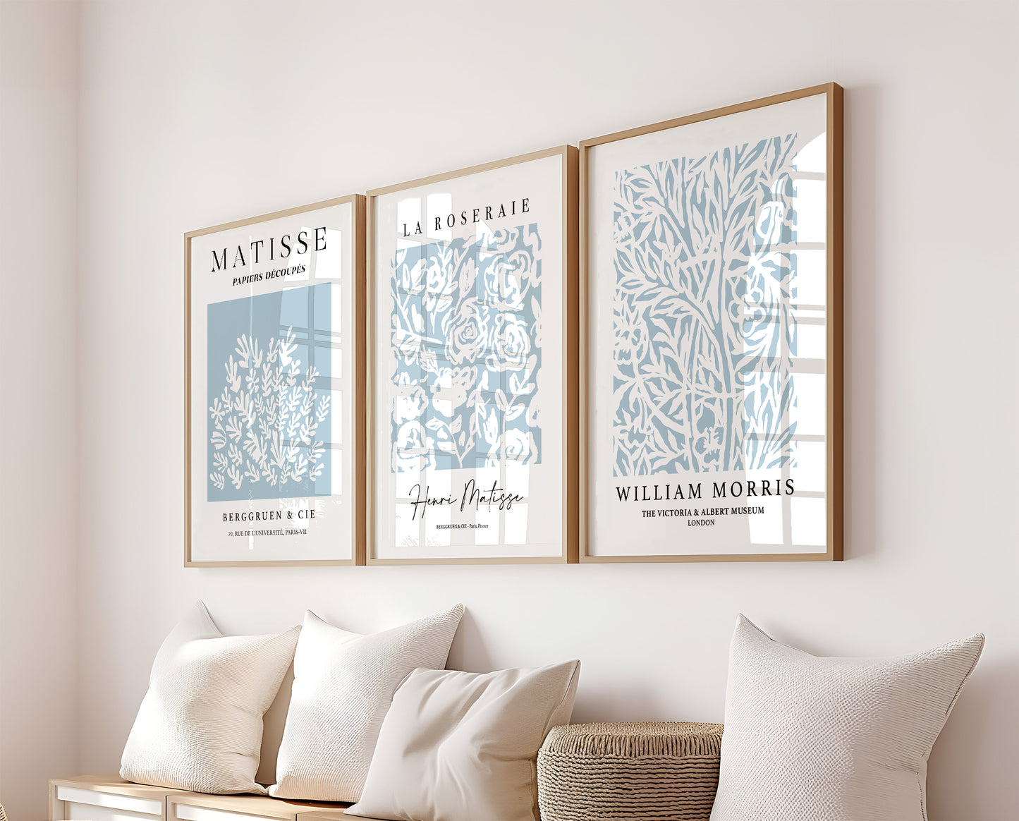 Matisse Botanical Prints Set Of 3 Wall Art Duck Egg Blue