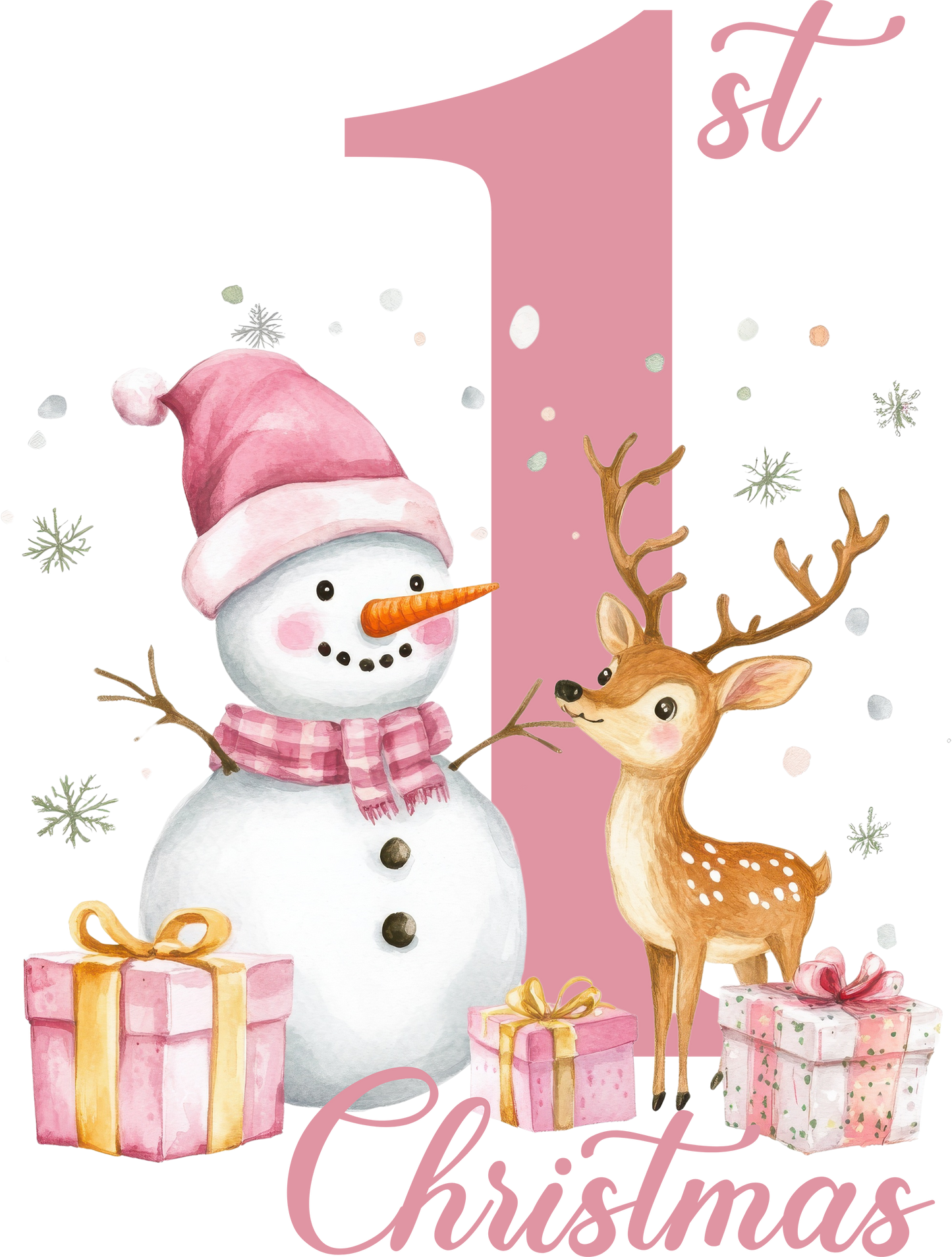 DTF My First Christmas Pink Snowman