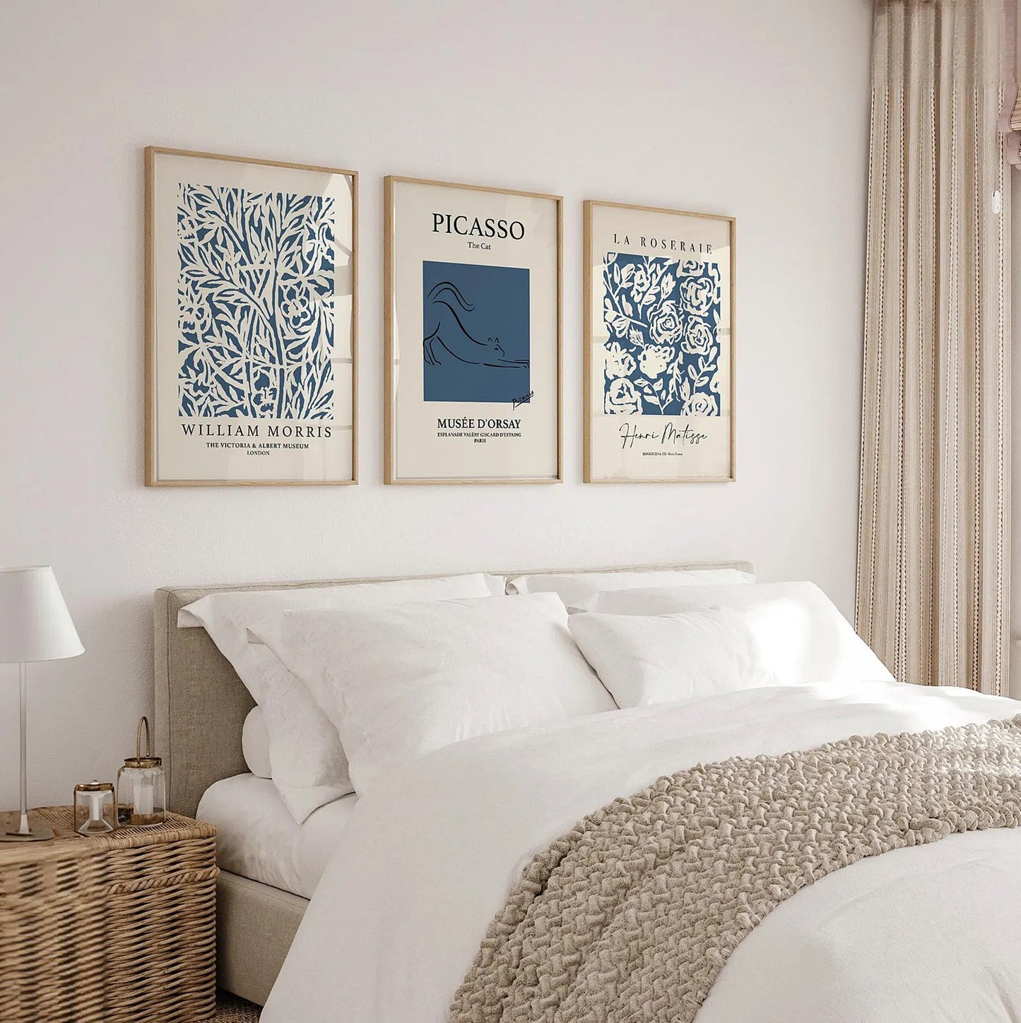 Set Of 3 Wall Art Prints Henri Matisse French Navy Blue
