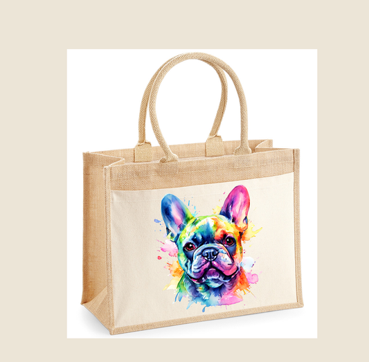 Frenchie Jute Shopper Bag