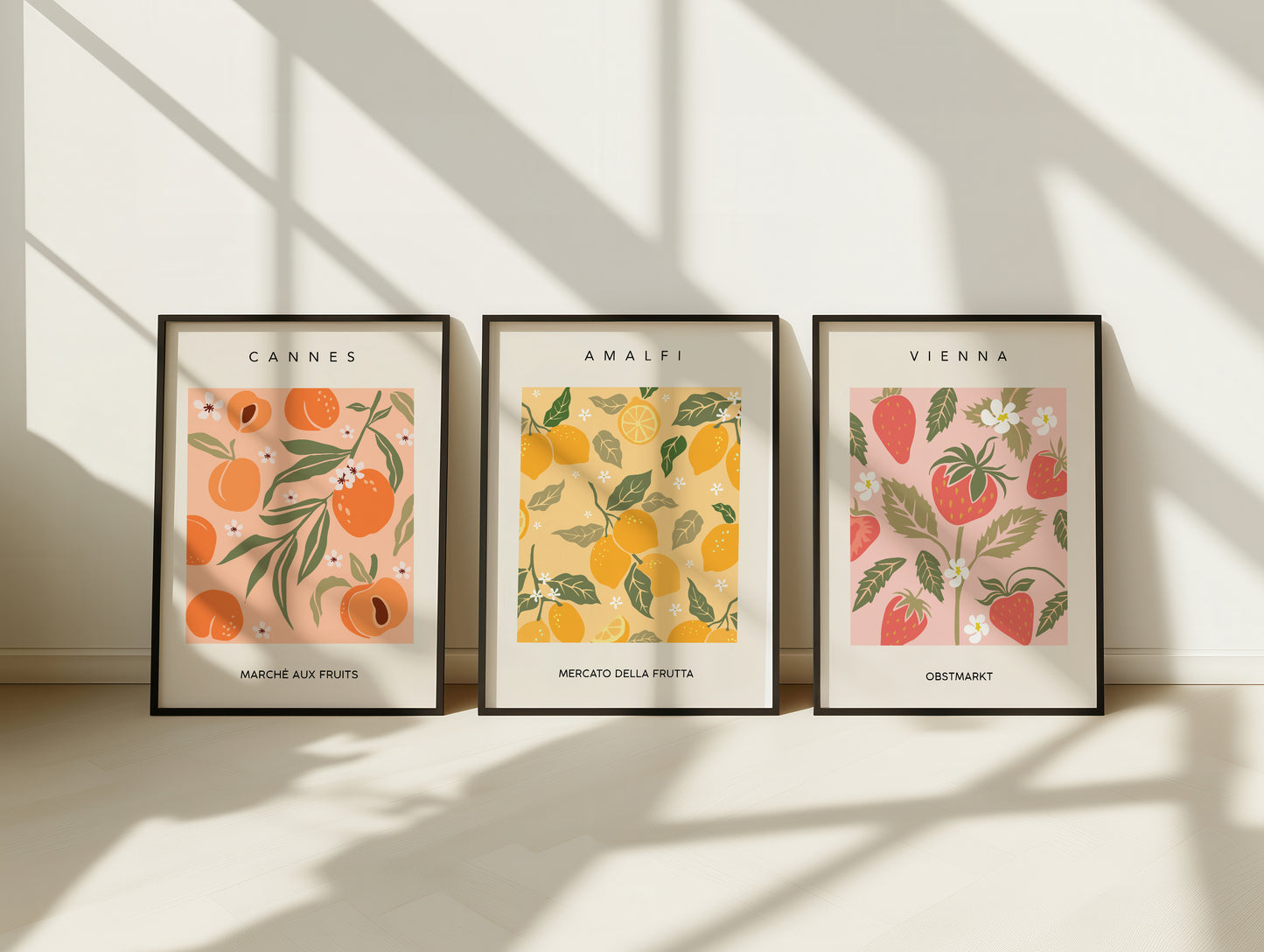 Fruit Market Art Print | Set Of 3 Lime Lemon Orange Wall Art Kitchen Home Decor