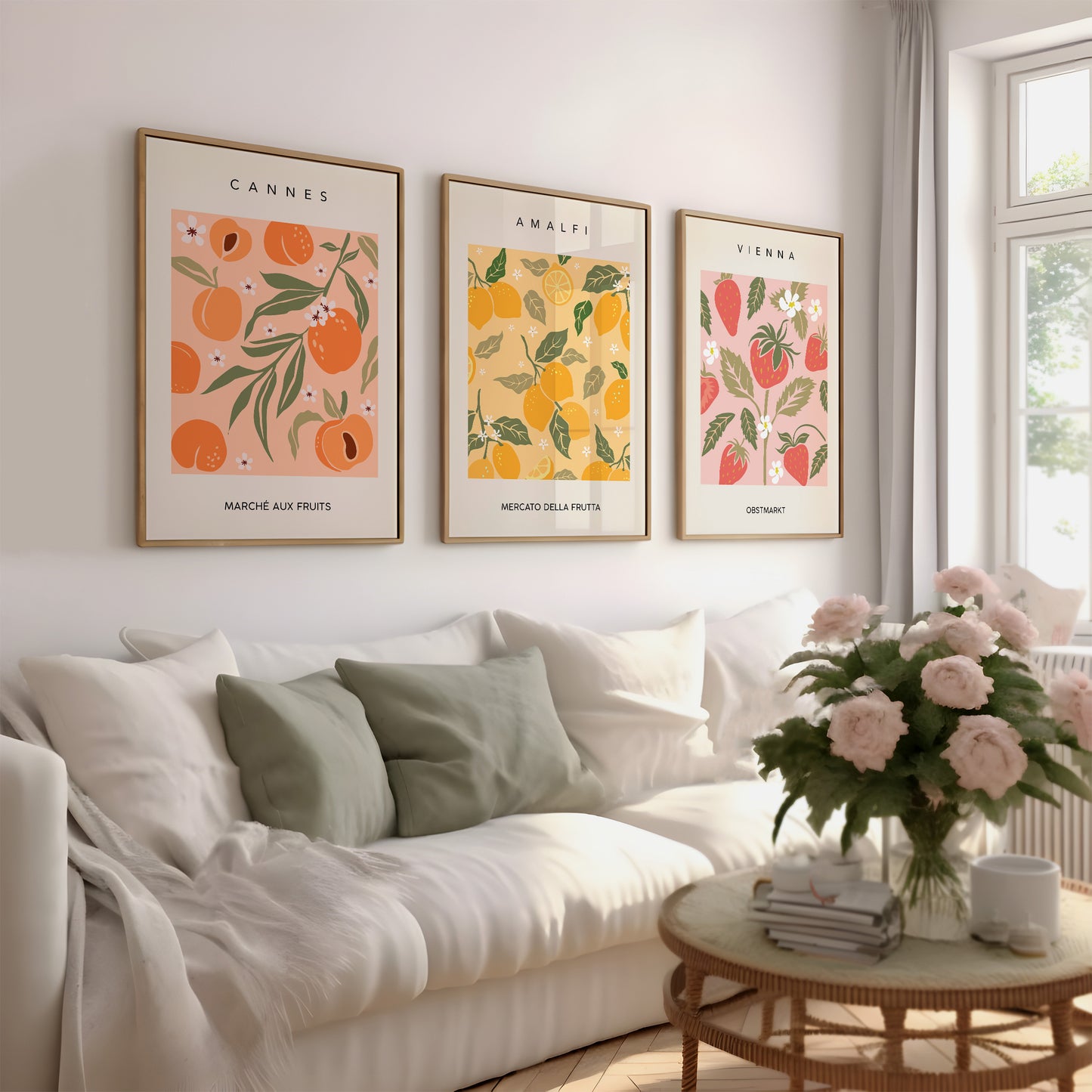 Fruit Market Art Print | Set Of 3 Lime Lemon Orange Wall Art Kitchen Home Decor