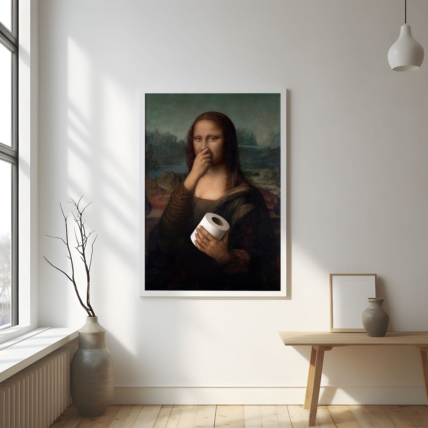 Funny Mona Lisa Toilet Paper Wall Art Bathroom Print Decor A5 A4 A3