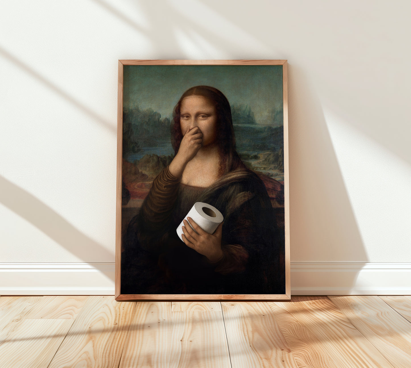Funny Mona Lisa Toilet Paper Wall Art Bathroom Print Decor A5 A4 A3
