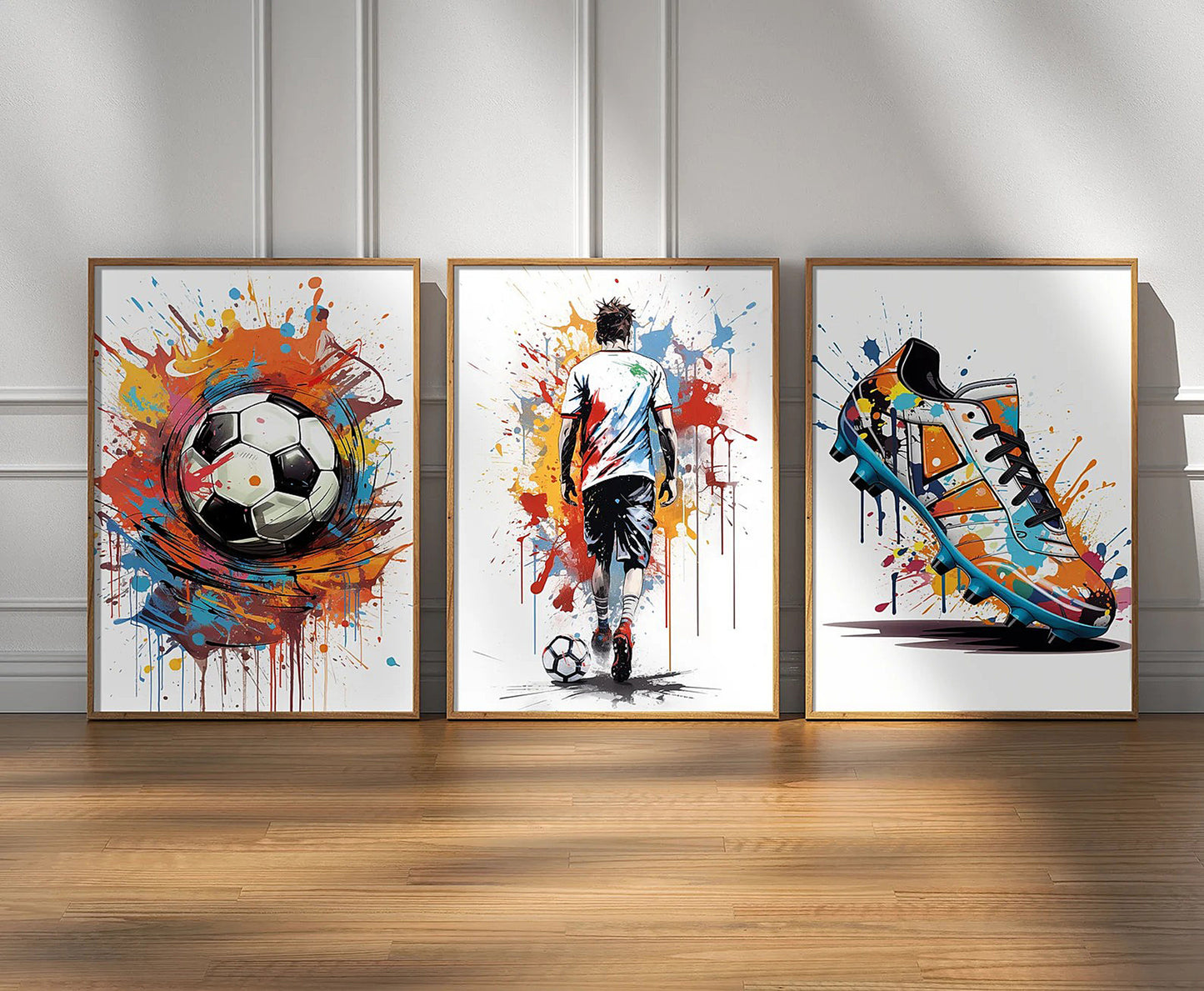 Graffiti Style Football Wall Art Set Of 3 Prints Bedroom Games Room Decor