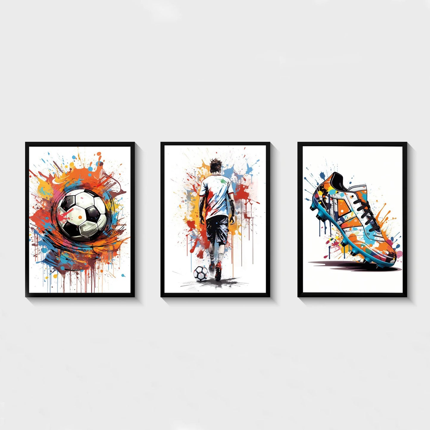 Graffiti Style Football Wall Art Set Of 3 Prints Bedroom Games Room Decor