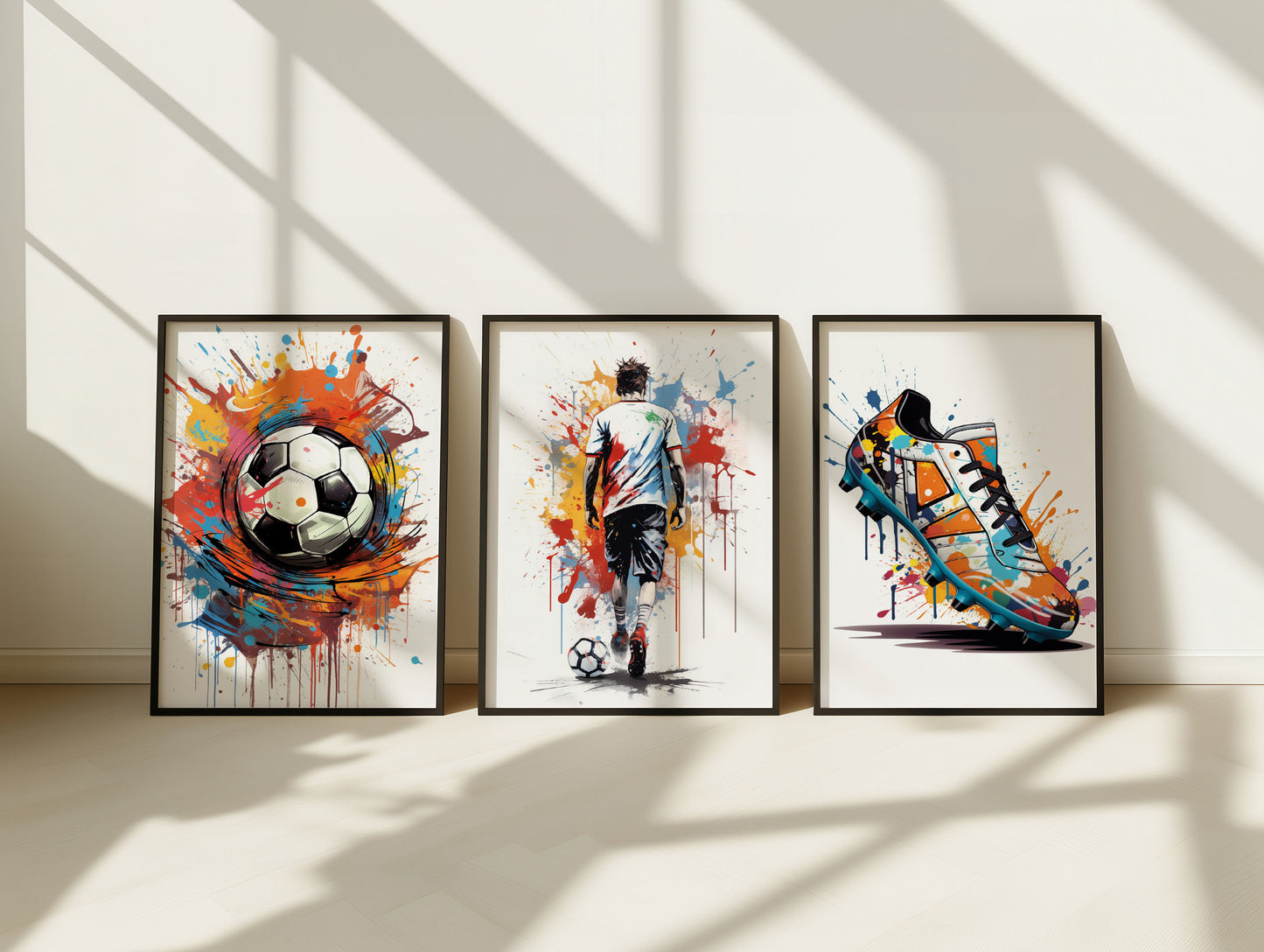 Graffiti Style Football Wall Art Set Of 3 Prints Bedroom Games Room Decor
