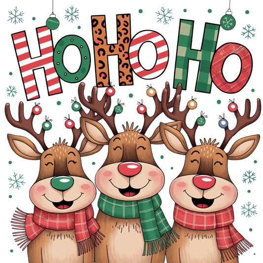 DTF Christmas Reindeer Ho Ho Ho