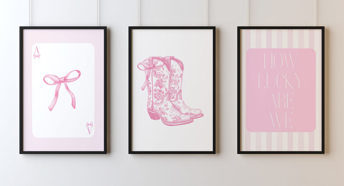 Set Of 3 Wall Art Prints How Lucky Are We Coastal Cowgirl