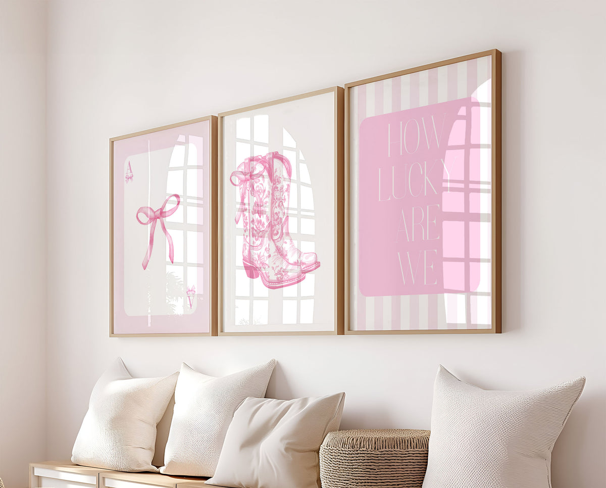 Set Of 3 Wall Art Prints How Lucky Are We Coastal Cowgirl