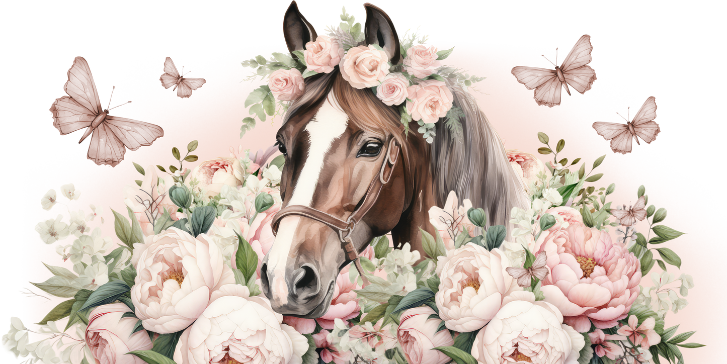 16oz UVDTF Wrap Floral Horse