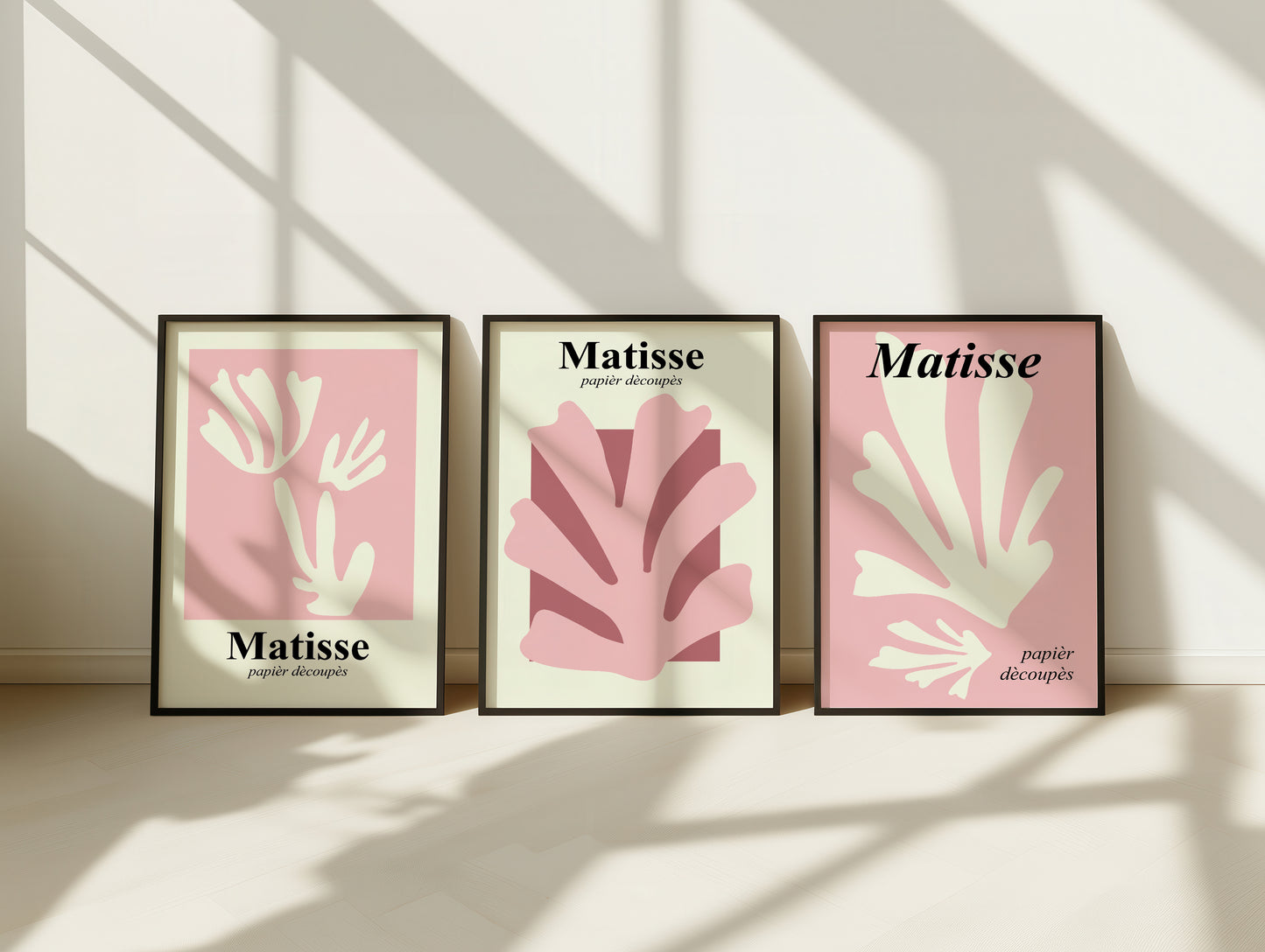 Set Of 3 Wall Art Prints Pink Matisse