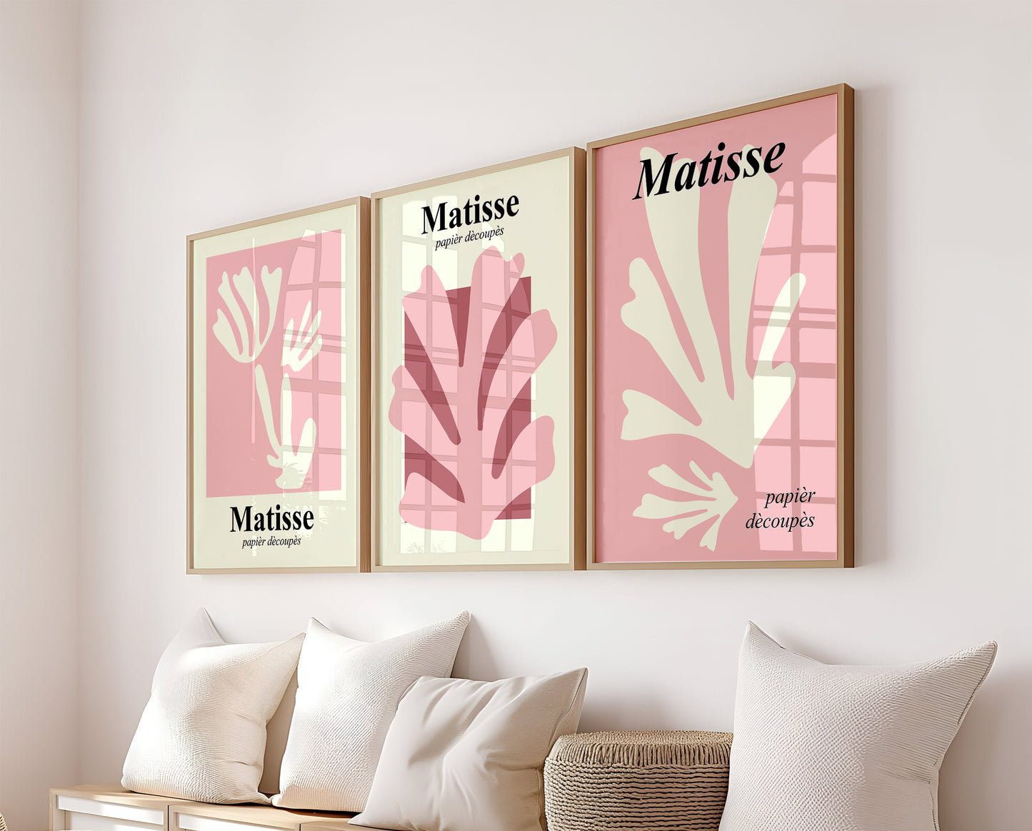 Set Of 3 Wall Art Prints Pink Matisse