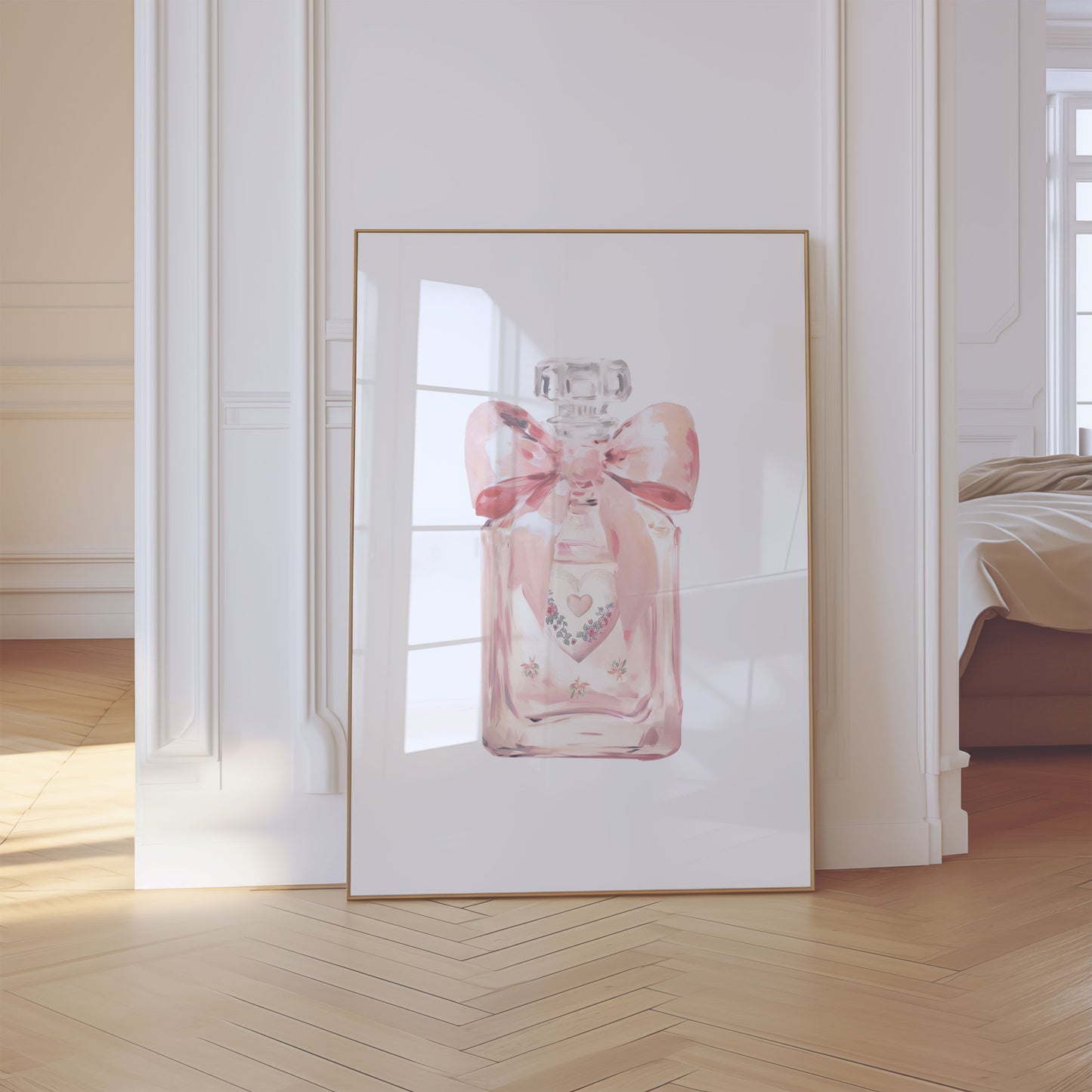 Wall Art Print Pink Perfume Bottle