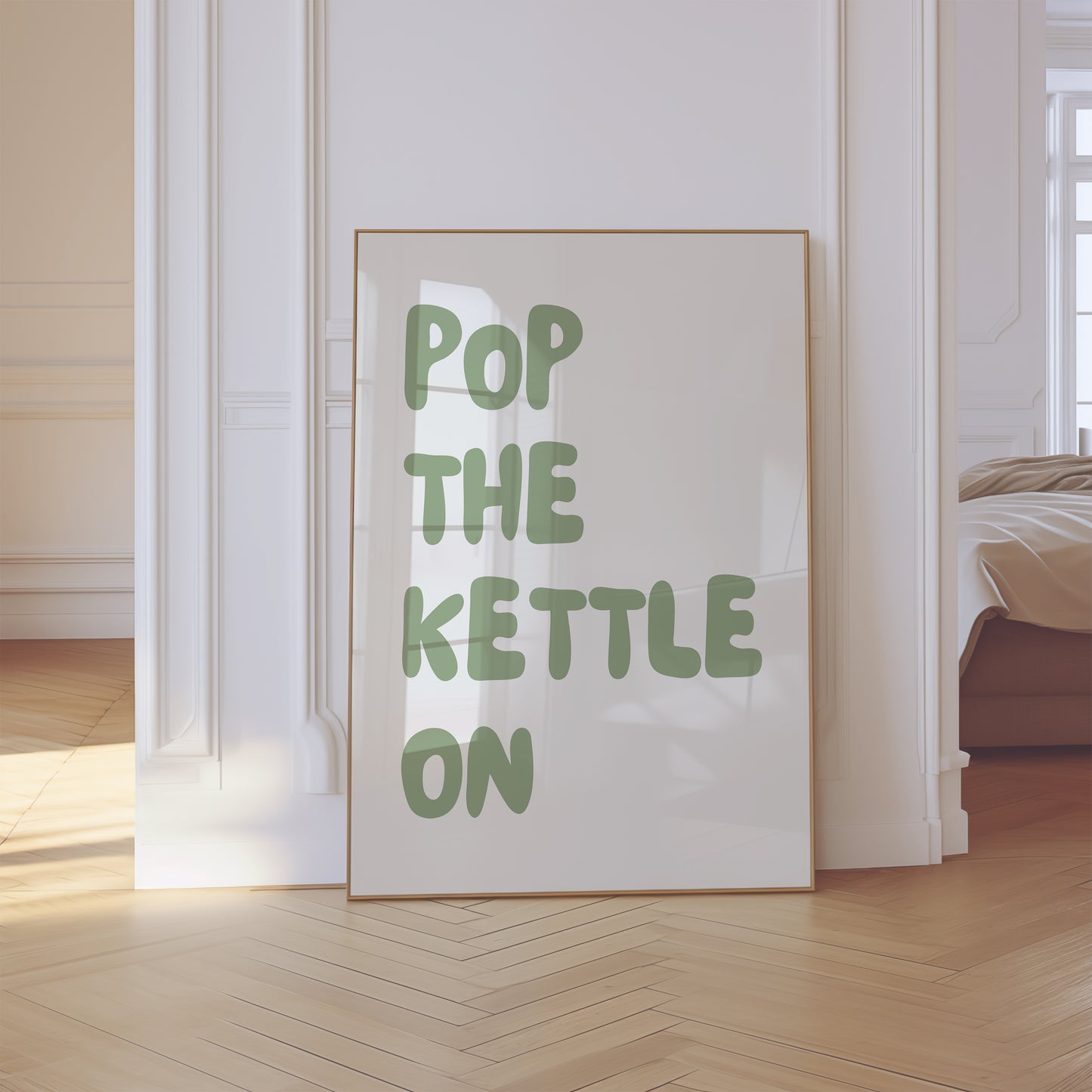Pop The Kettle On Kitchen Quote Print Wall Art Decor