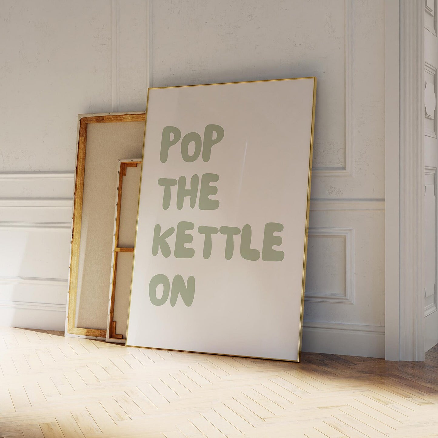 Pop The Kettle On Kitchen Quote Print Wall Art Decor
