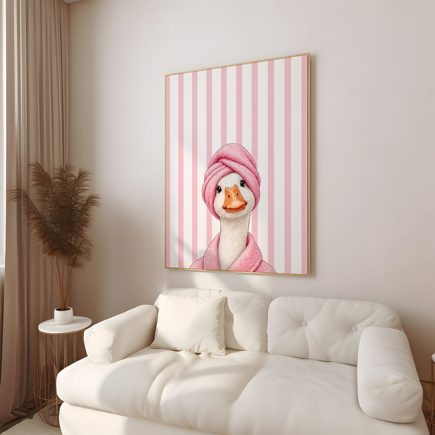 Wall Art Print Silly Goose In Pink Towel