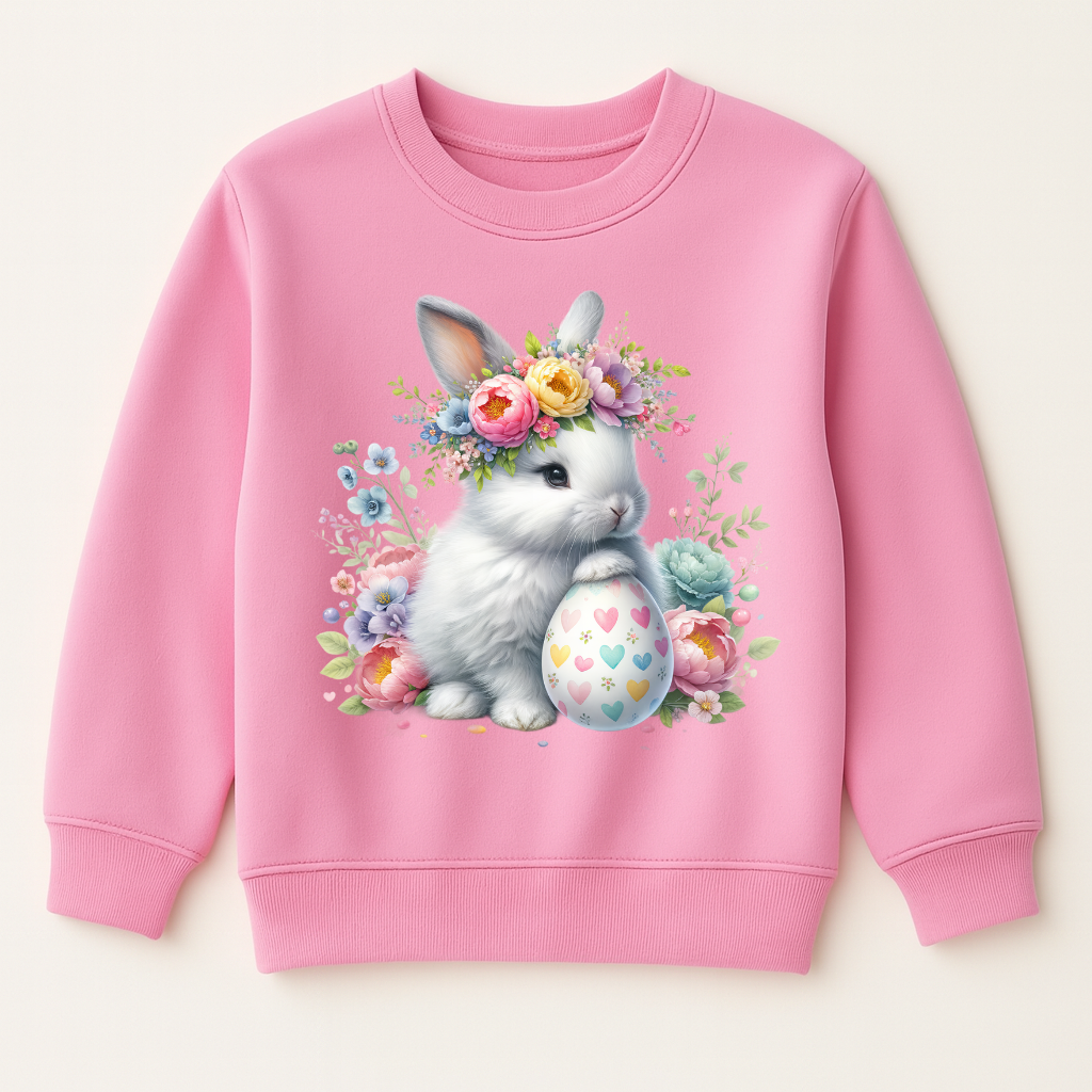 DTF Easter Bunny With Flowers