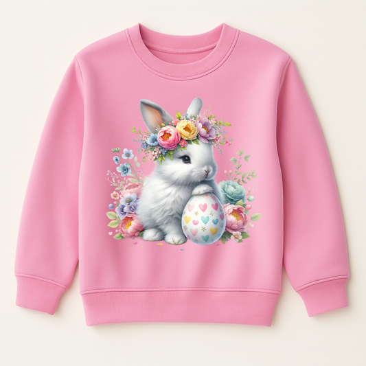 DTF Easter Bunny With Flowers