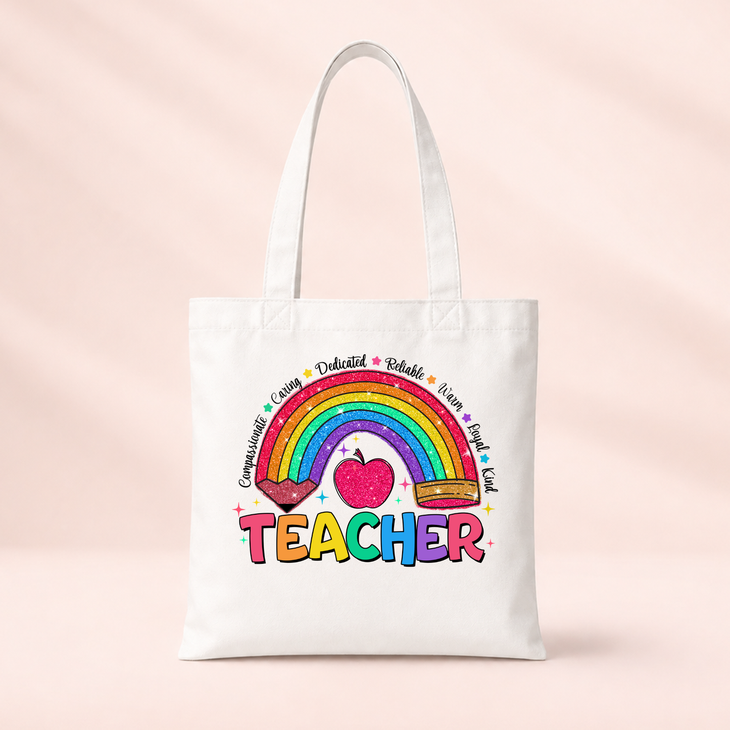 DTF Teacher Glitter Rainbow