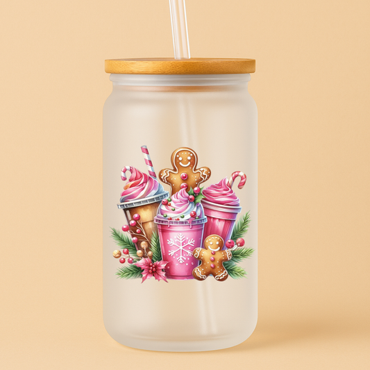 Single UV DTF Christmas Pink Gingerbread