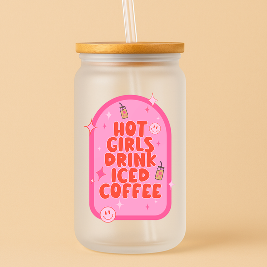 Single UVDTF Hot Girls Drink Iced Coffee