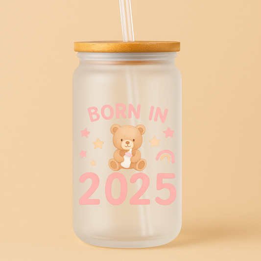 Single UVDTF Born In 2025 Pink Teddy