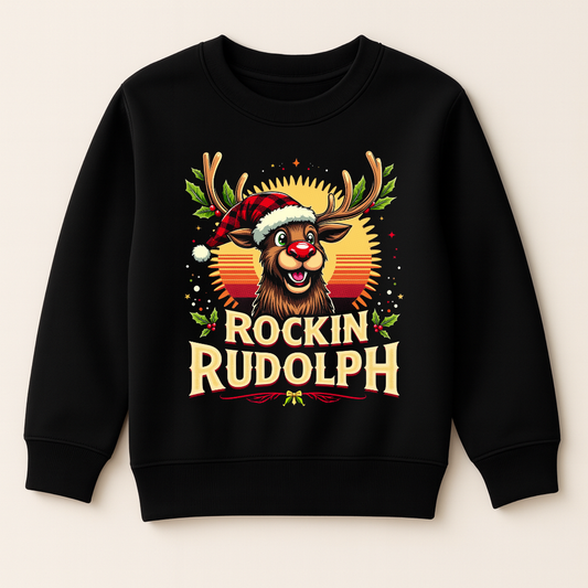 DTF Christmas Rocking Reindeer Halftone (Only suitable for black fabric)