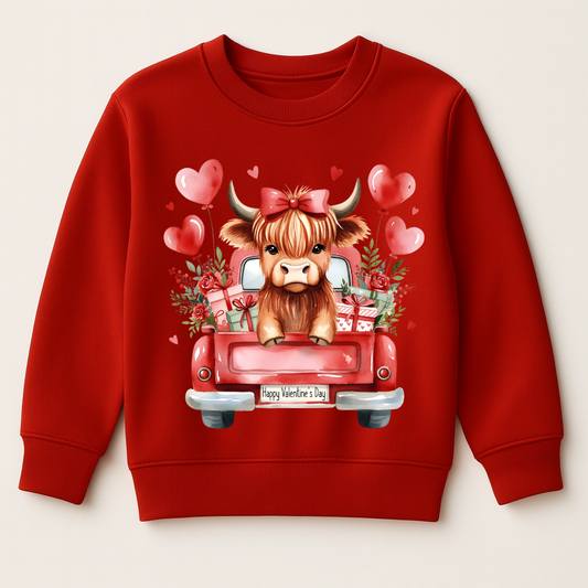DTF Valentine Highland Cow Truck