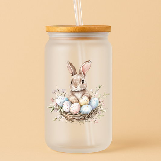 Single UV DTF Floral Easter Bunny Basket