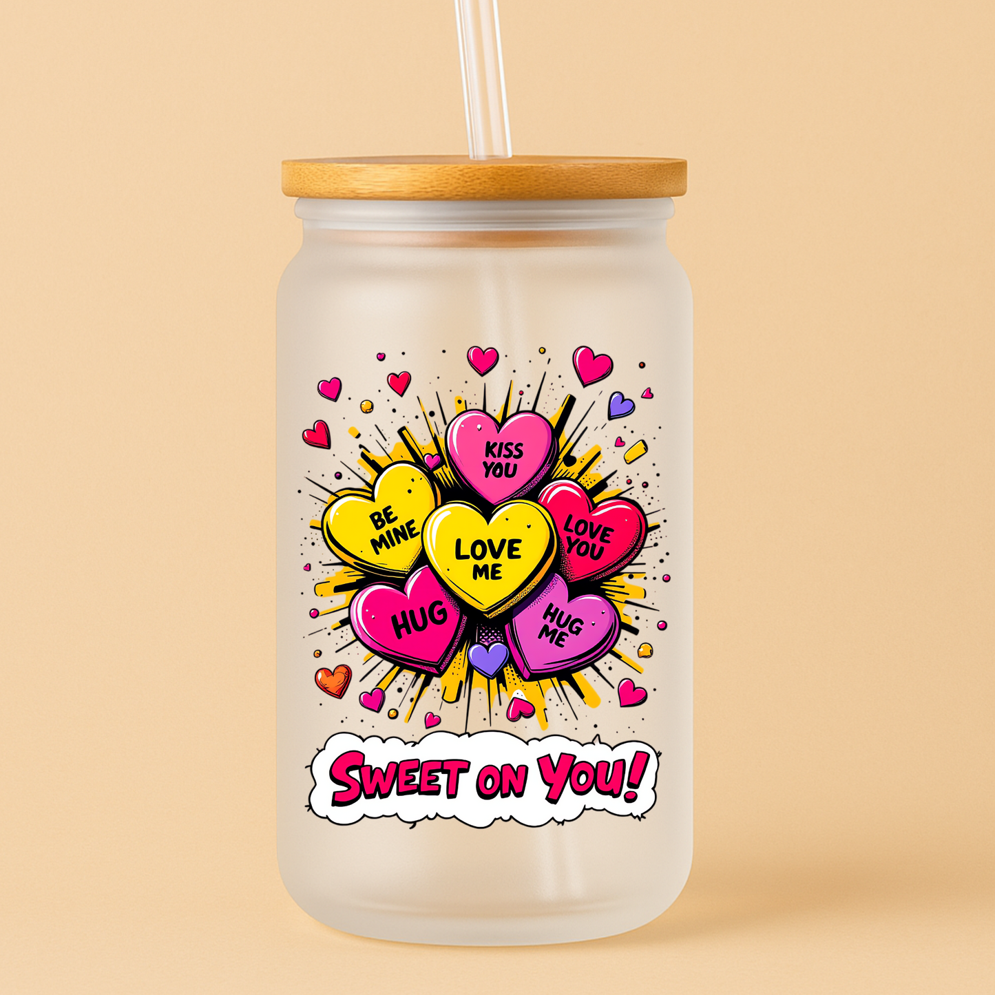 Single UV DTF Sweet On You Love Hearts