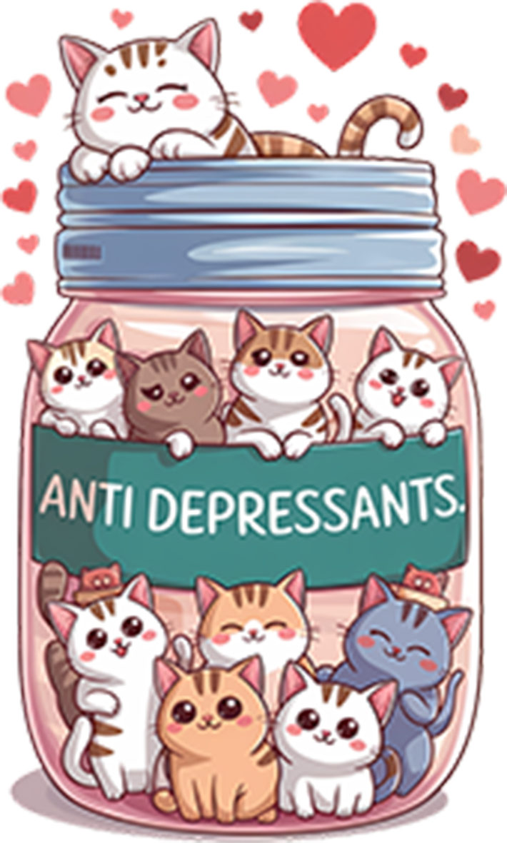 Single UVDTF Anti Depressants Cats