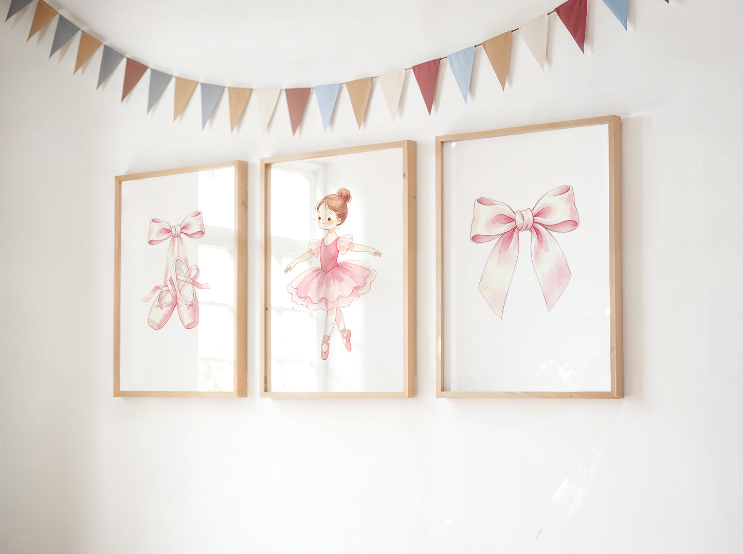 Set Of 3 Wall Art Pink Ballerina Prints