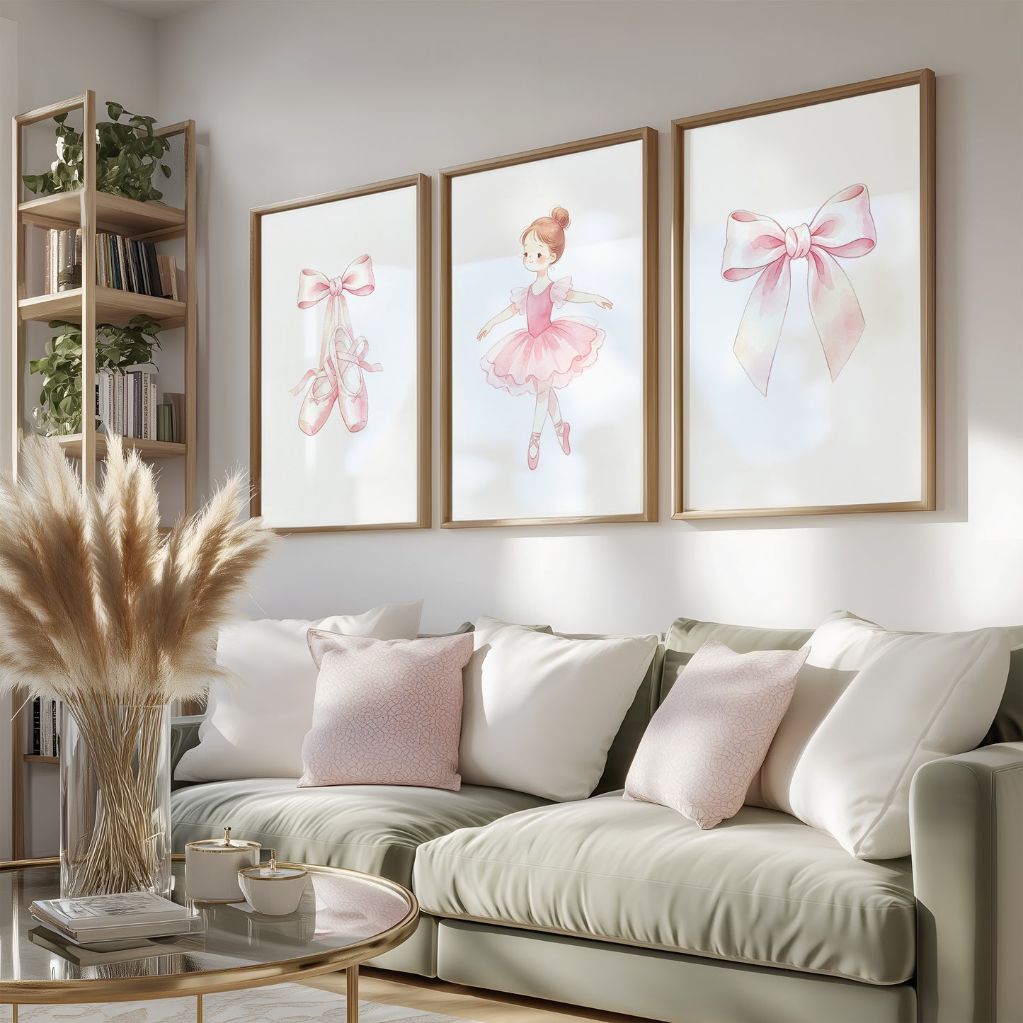 Set Of 3 Wall Art Pink Ballerina Prints