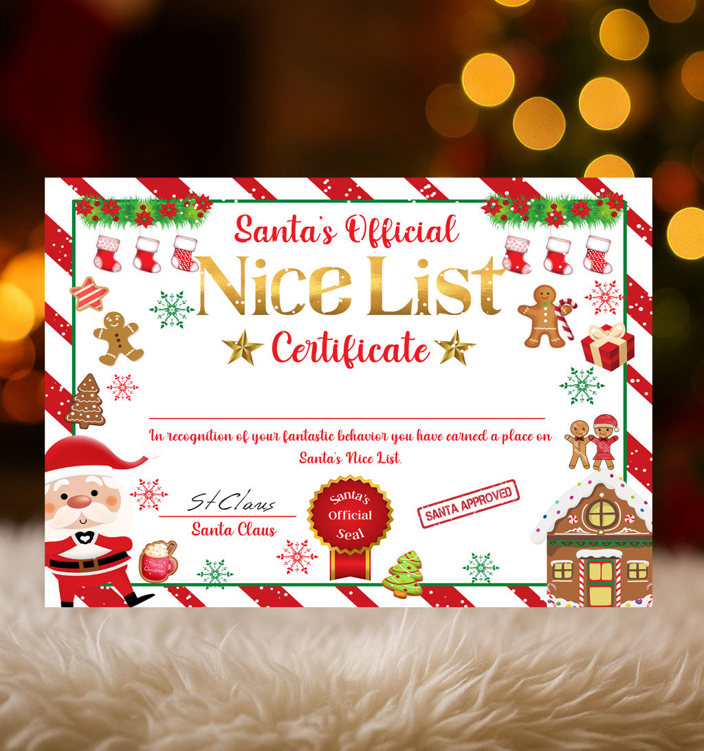 A4 Letter Santa's Nice List Certificate