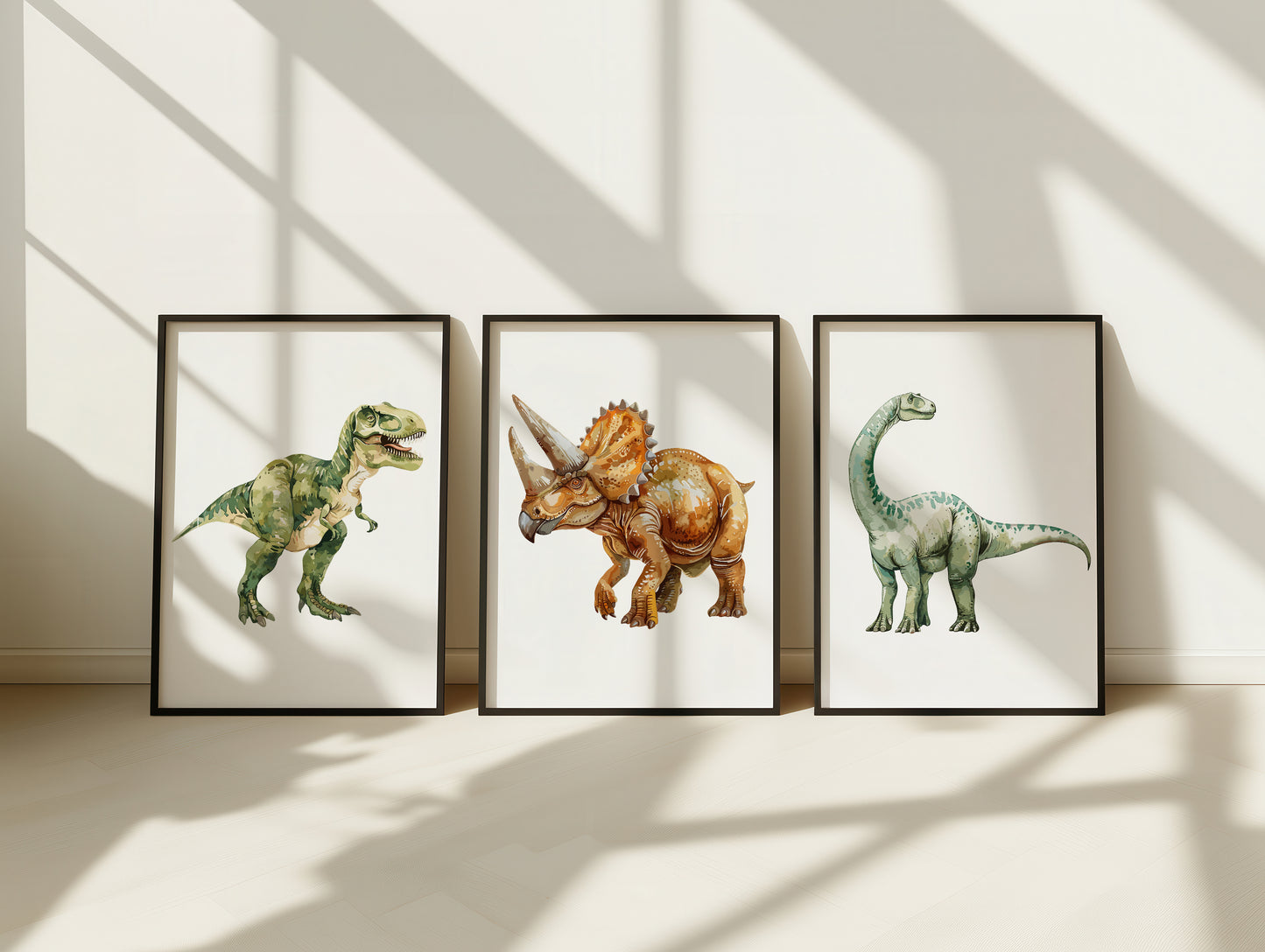 Set Of 3 Wall Art Prints Dinosaur Decor