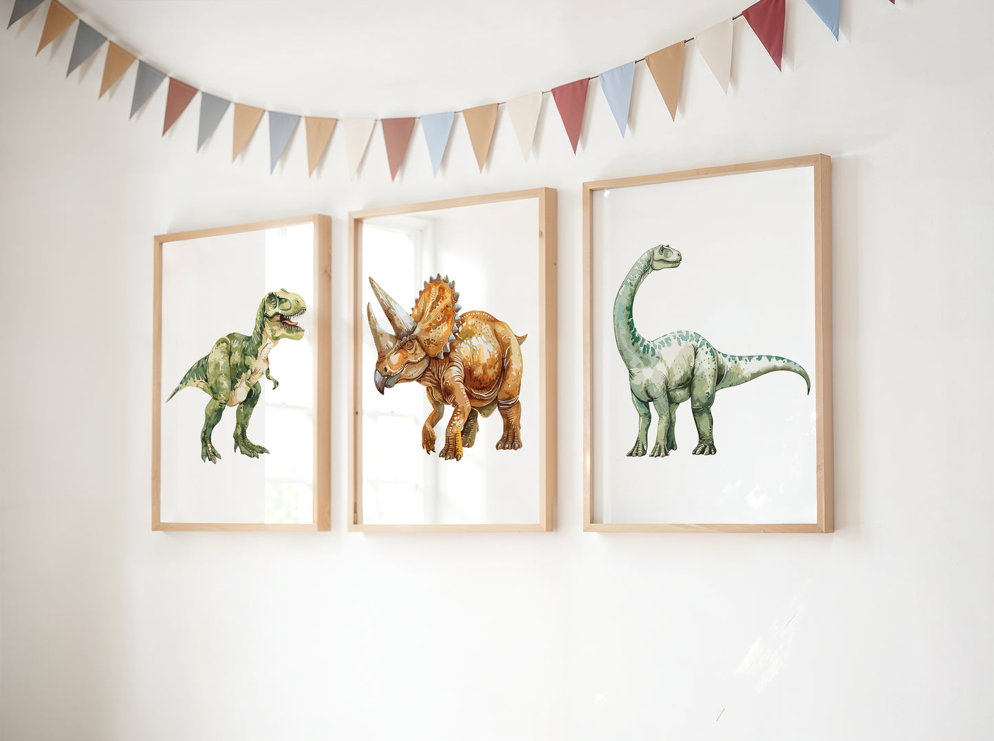 Set Of 3 Wall Art Prints Dinosaur Decor