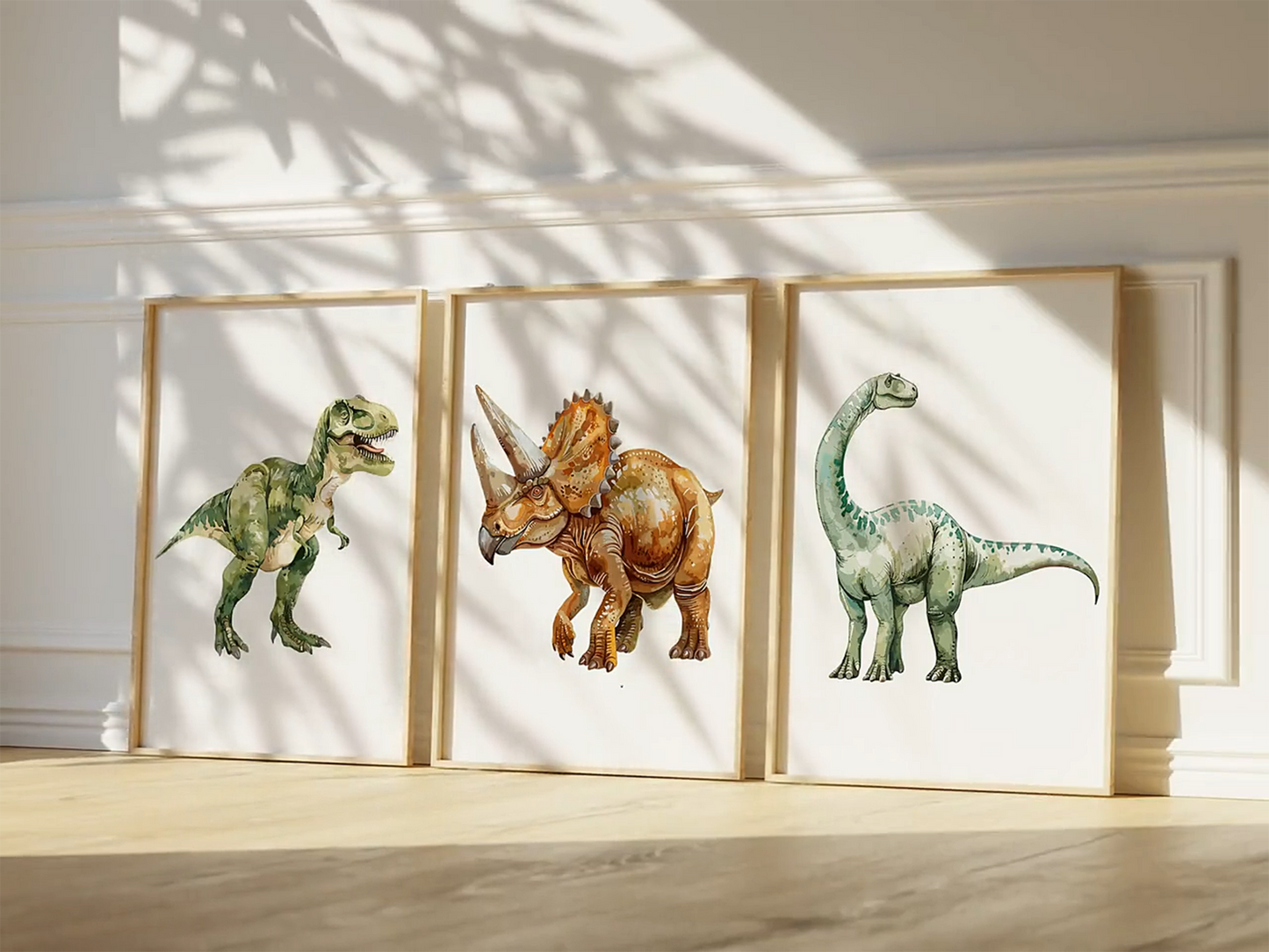 Set Of 3 Wall Art Prints Dinosaur Decor