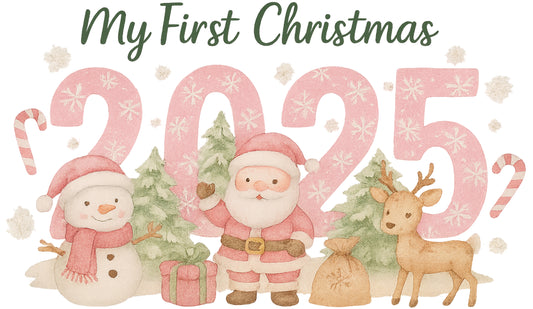 DTF Pink My First Christmas 2025