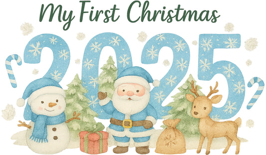 DTF Blue My First Christmas 2025