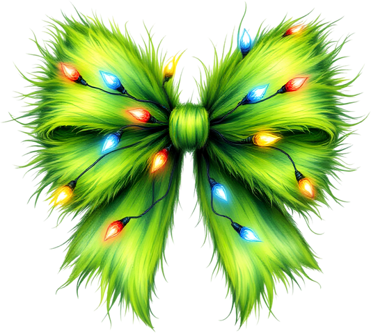DTF Christmas Green Monster Bow