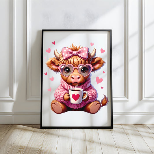 Cute Highland Cow Wall Art Print