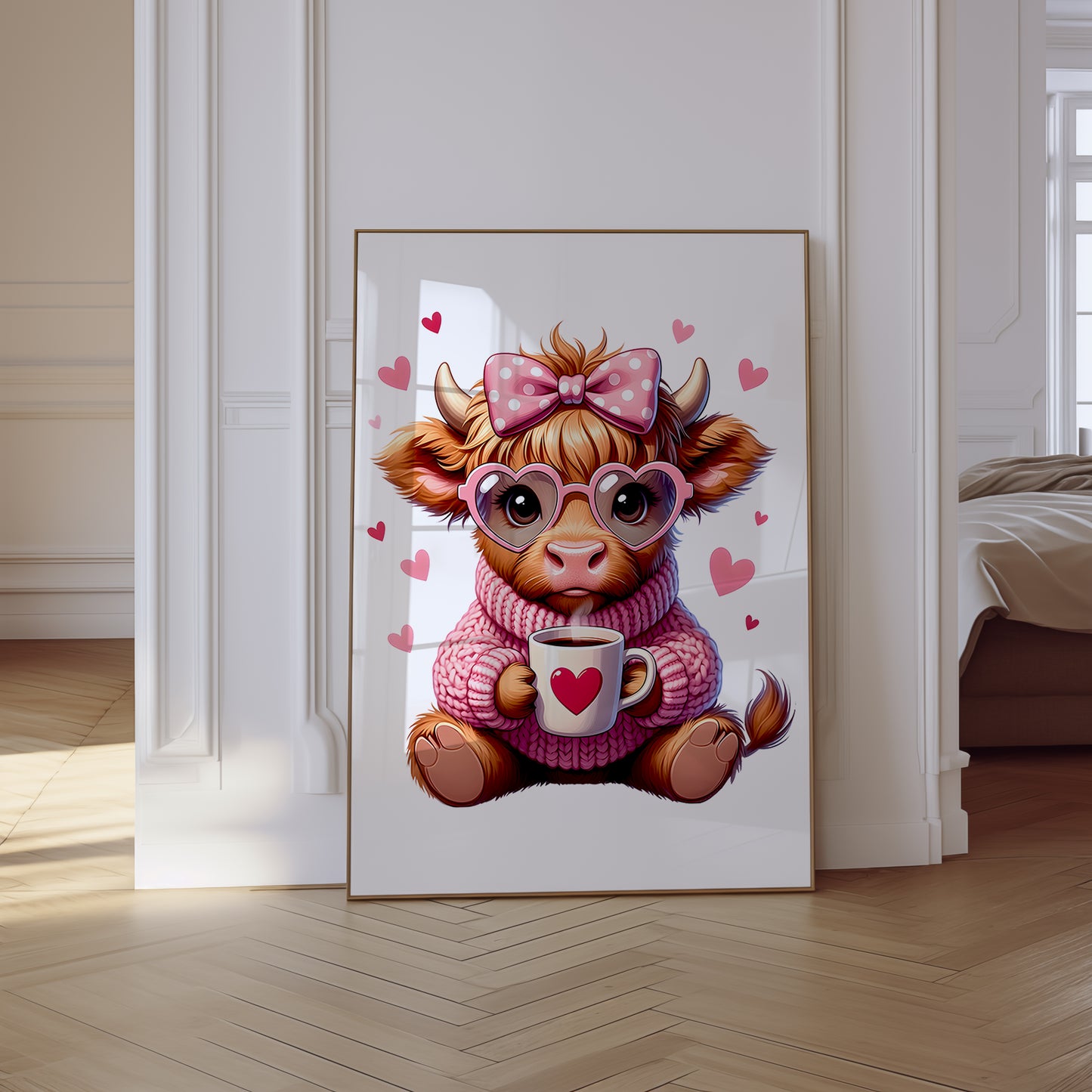 Wall Art Print Cute Highland Cow