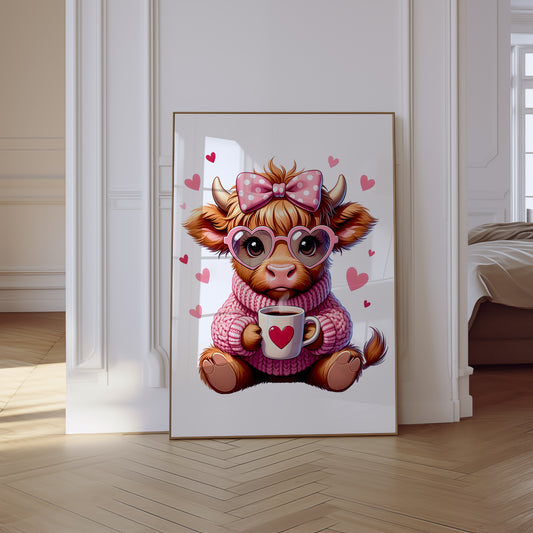 Wall Art Print Cute Highland Cow