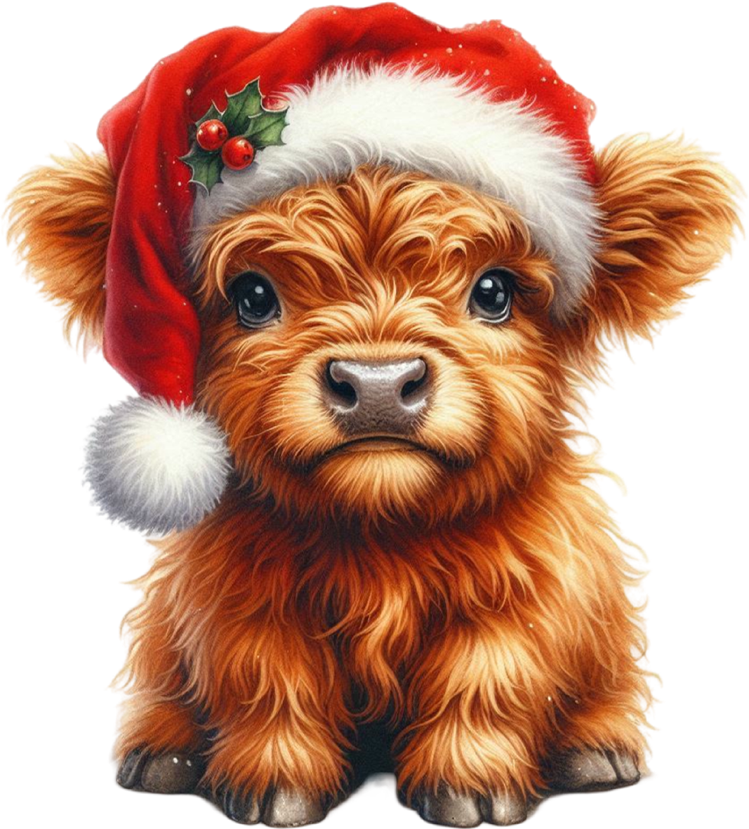 Single UVDTF Christmas Highland Cow
