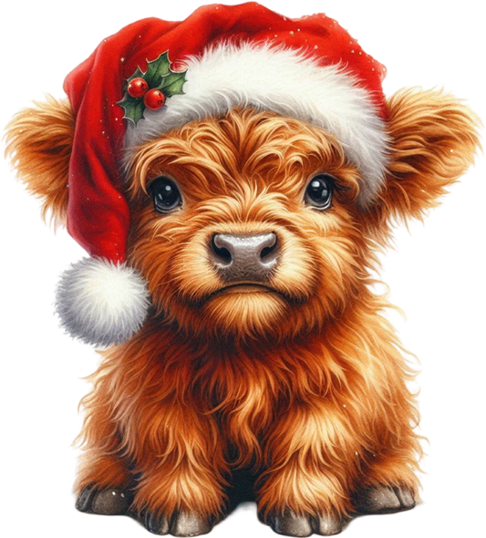 Single UVDTF Christmas Highland Cow