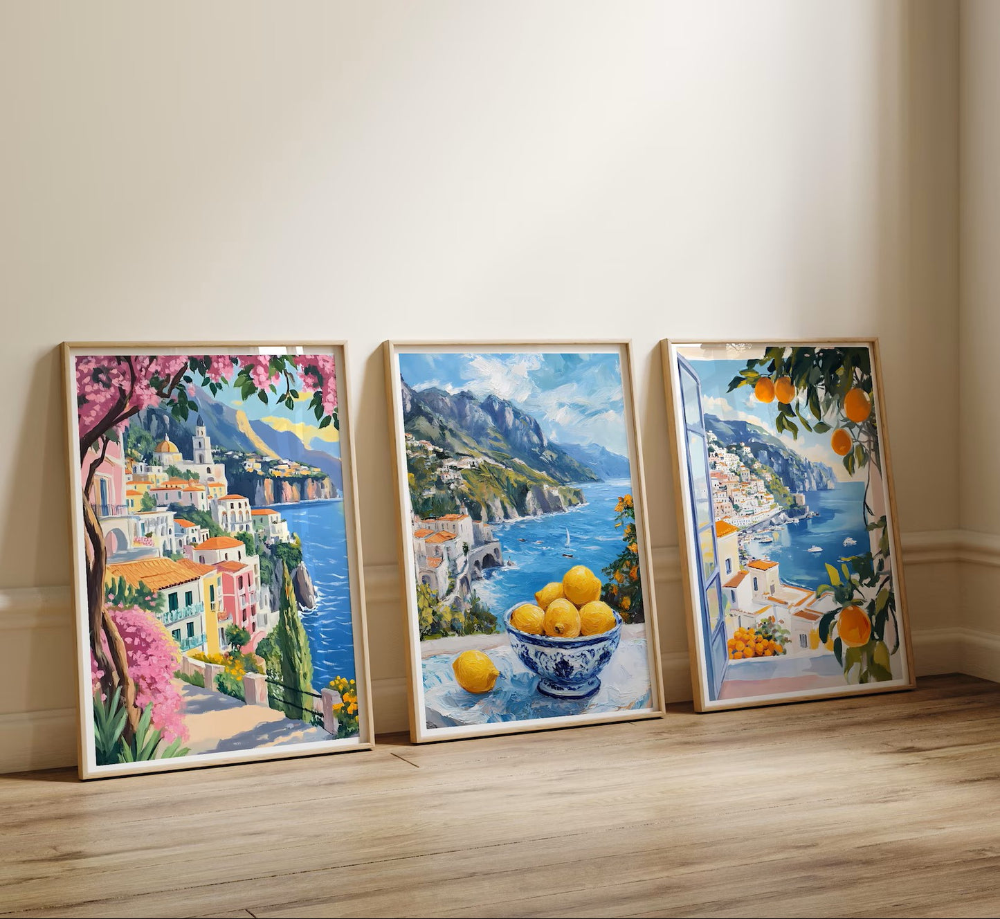 Set Of 3 Prints Amalfi Coast Wall Art